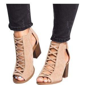 Womens Platform Open Toe Ankle Strap Zipper Back H